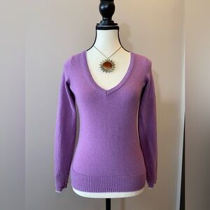 Banana Republic Lavender V-Neck merino viscose cashmere blend EUC size XS
